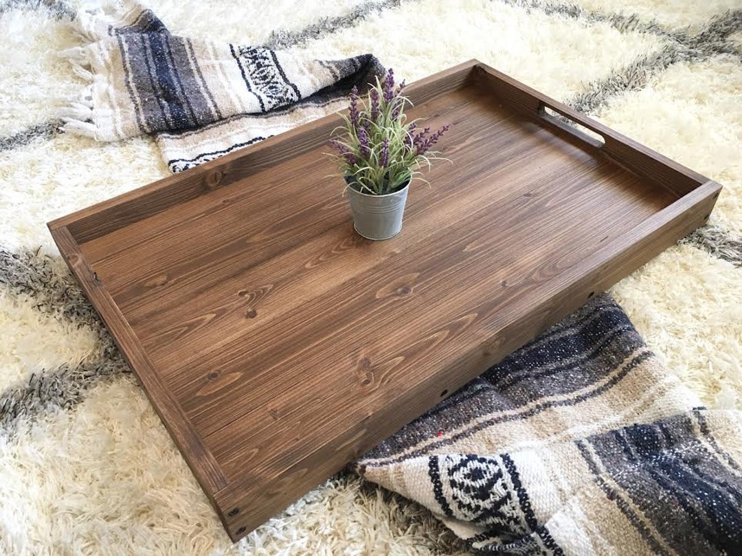 Rustic Wooden Ottoman Tray, Coffee Table Tray, Serving Tray, Wooden