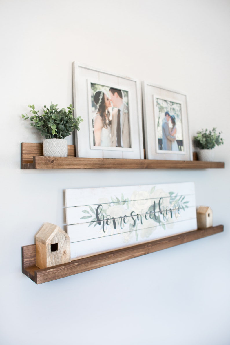 Wooden Picture Ledge Shelf Ledge Shelves Wooden Shelf Rustic Floating Shelf Floating Shelves Rustic Home Decor Modern Shelving image 3