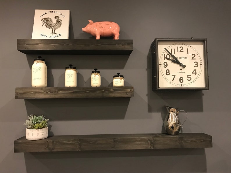 Floating Shelf Wooden Shelf Floating Shelves Farmhouse Decor Rustic Floating Shelf Ledge Shelf Bracket Shelf Modern Shelves image 10