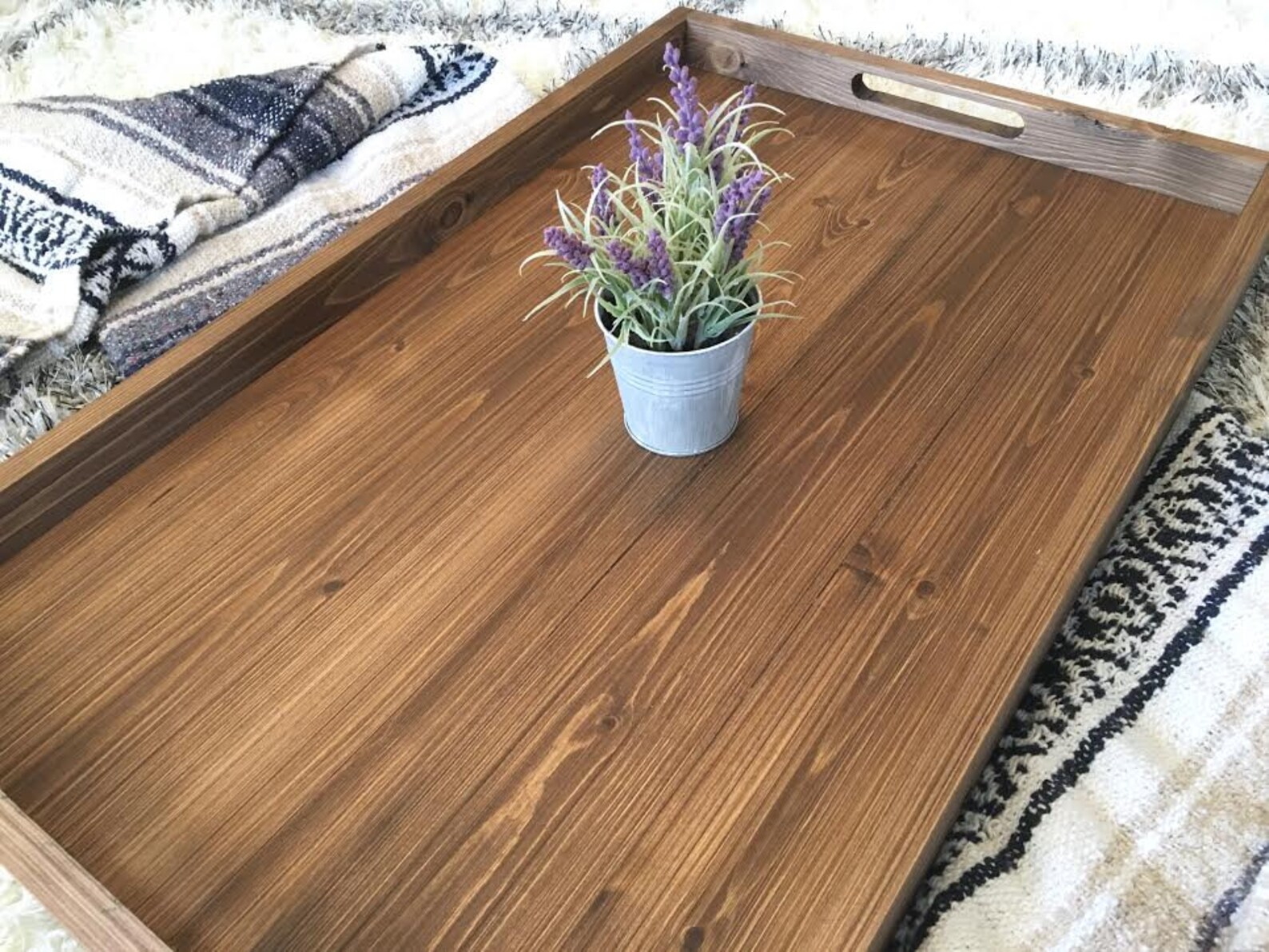 Rustic Wooden Ottoman Tray Coffee Table Tray Serving Tray Etsy