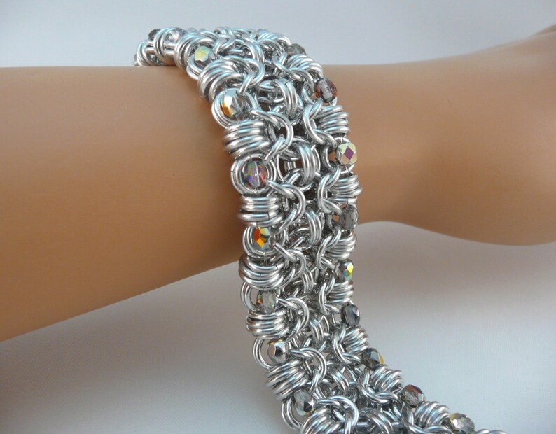 Rondo chainmaille cuff style bracelet with iridescent Etsy