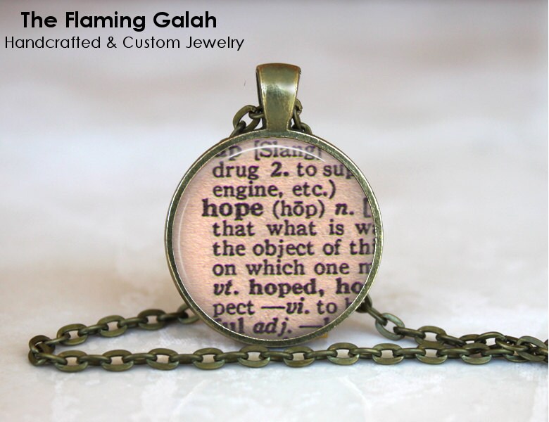 HOPE DEFINITION Pendant Virtue Pendant Vintage Dictionary Etsy