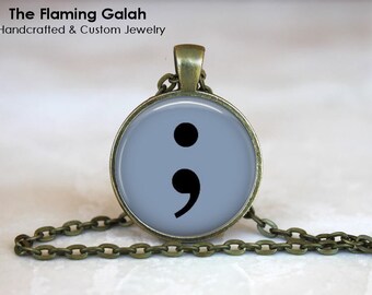 SEMI COLON Pendant • Suicide Awareness • Depression Awareness • My Story's Not Over • Necklace • Gift Under 20 • Made in Australia (P1459)