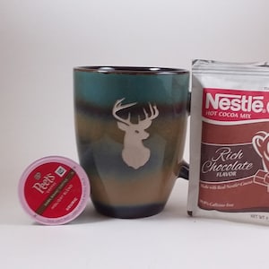 Sandblasted 15 Ounce with a Buck Design Rustic Bistro Mug (Coffee Cup)