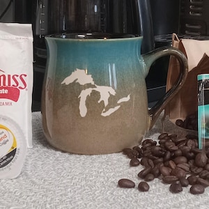 16 Ounce Blue to Tan Great Lakes Sandblasted Coffee Mug/Cup
