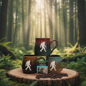 16 Ounce Rustic Sandblasted Big Foot/Sasquatch Design Mug