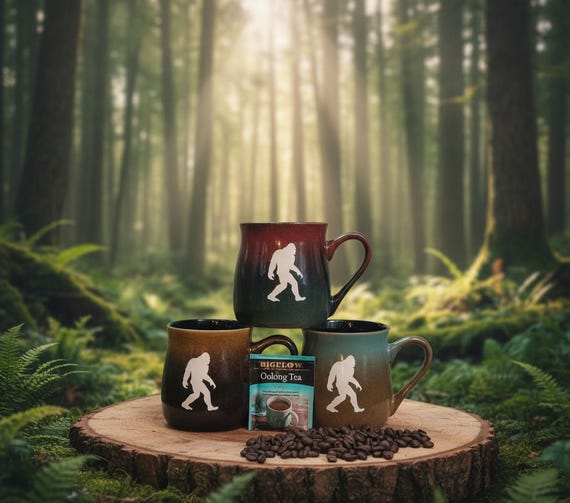 16 Ounce Rustic Sandblasted Big Foot/Sasquatch Design Mug
