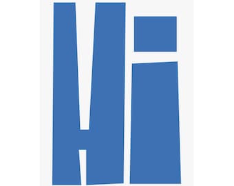 Póster vertical mate con letras mayúsculas "Hola" / Arte mural con tipografía azul llamativa