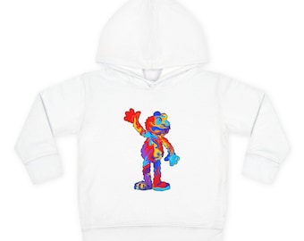 Sudadera con capucha y estampado de oso saludando de colores / Sudadera de forro polar para niños pequeños
