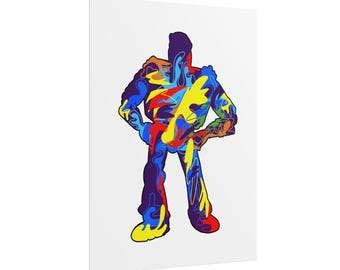 Póster enrollable de superhéroe abstracto y colorido / Arte mural de héroes estilo pop art
