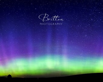 Nature Photography Print, Landscape Photo, Nature Wall Art, Night Photograph, Northern Lights, Aurora Borealis, Outdoor Picture, Panorama