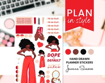 Black Girl Planner Stickers, Black Women, African American Planner Sticker Sheets for Any Size Planners, Journals or Notebooks  | Felicia