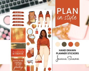 Planner Stickers for Black Girls, Black Women With Locs Planner Sticker Sheets for Any Size Planners, Journals or Notebooks  | Mo