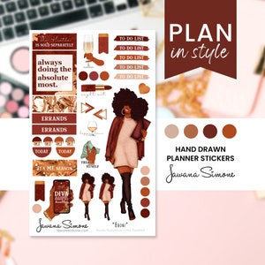 Black Girl Planner Stickers: African American Woman Stationery Eboni