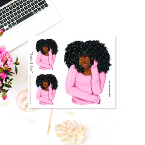 Black Girl MINI Planner Stickers: African American Woman Stationery Comfy & Cozy