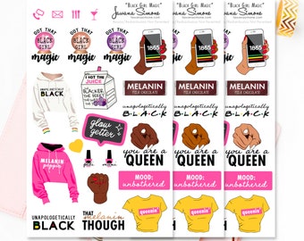 Black Girl Magic Planner Stickers: African American Woman Stationery