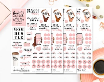 Mom Boss Planner Sticker Sheets, Motherhood Planner Stickers, Chaos Coordinator Planner Sticker Sheets for Any Size Planners or Notebooks