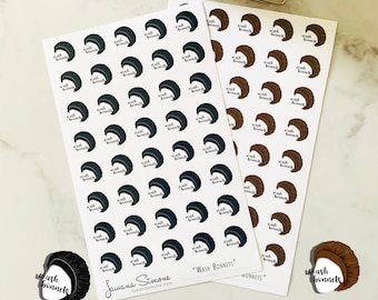 Wash Bonnets Planner Sticker Sheet, Beauty & Natural Hair Planner Sticker Sheets for Any Size Planners or Notebooks