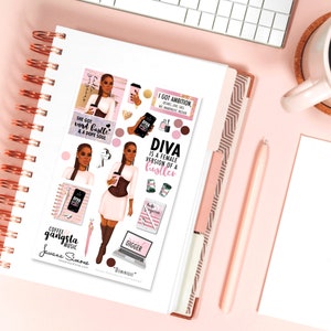 Planner Stickers, Black Girl Stickers, Journaling Stickers, Notebook Stickers for Black Women, Daily Empowerment Stickers Dominique image 2