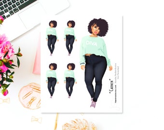 Black Girl MINI Planner Stickers, African American Planner Sticker Sheets for Any Size Planners, Journals or Notebooks | Carmen