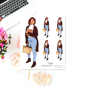 Black Girl MINI Planner Stickers: African American Woman Stationery Gina