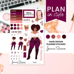 Black Girl Planner Stickers: African American Women Stationery Sanaa