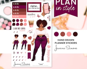 Black Girl Planner Stickers: African American Women Stationery Sanaa