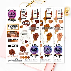Black Woman Magic Planner Stickers: African American Woman Stationery