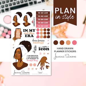 Black Girl Planner Stickers: African American Women Stationery Zaria
