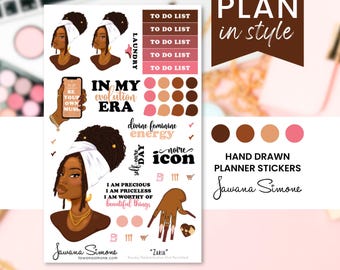 Black Girl Planner Stickers: African American Women Stationery Zaria