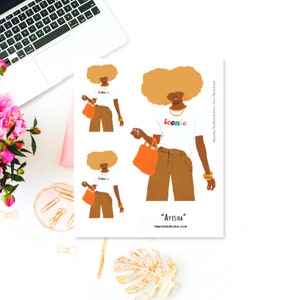 Black Girl MINI Planner Stickers: African American Women Stationery Ayesha