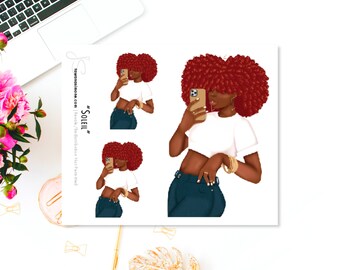 Black Girl MINI Planner Stickers, African American Planner Sticker Sheets for Any Size Planners, Journals or Notebooks | Soleil