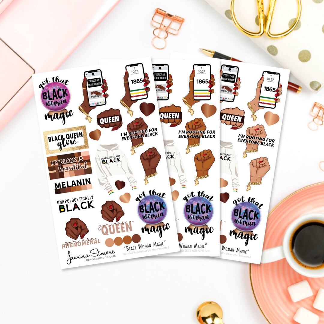 Black Woman Planner Stickers African American Planner Sticker - Etsy