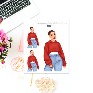 Black Girl MINI Planner Stickers: African American Women Stationery Redd