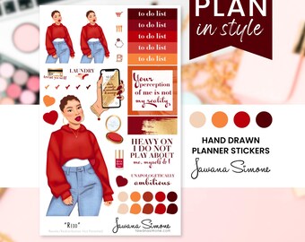 Black Girl Planner Stickers: African American Women Stationery Redd
