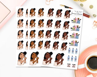 Loc & Twist Stickers, Dreadlock Sticker, Natural Hair Black Girl Planner Stickers Planner Sticker Sheets for Any Size Planners or Notebooks