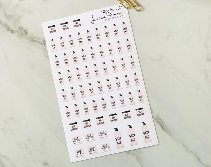 Wash Day Sticker Sheet, Natural Hair Care Stickers, Curly Hair Stickers ...