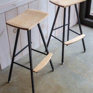Modern, industrial bar stool or kitchen stool. Both durable & comfortable. We hand-make these stools in our small shop in Vermont. Barstool. image 3