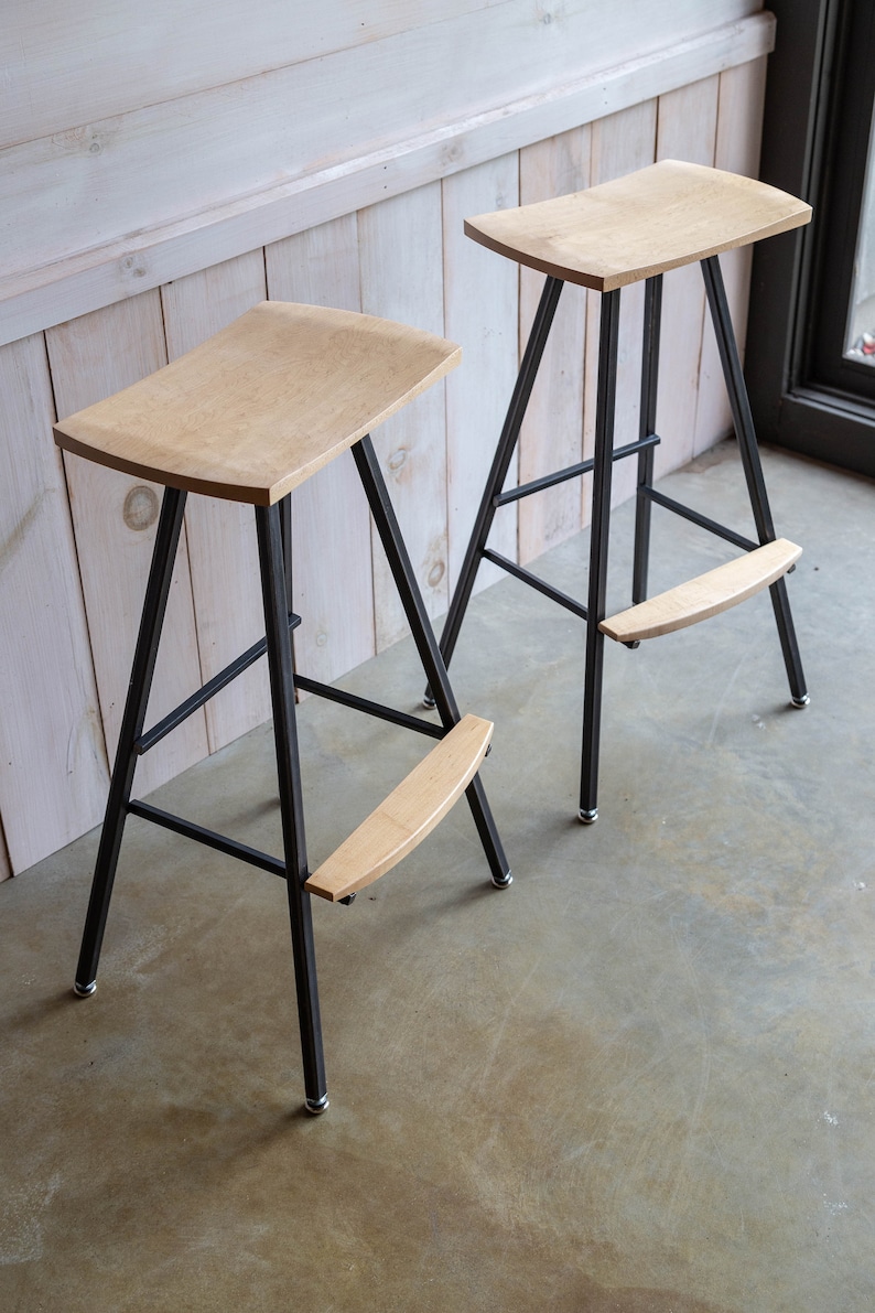Modern, industrial bar stool or kitchen stool. Both durable & comfortable. We hand-make these stools in our small shop in Vermont. Barstool. image 3
