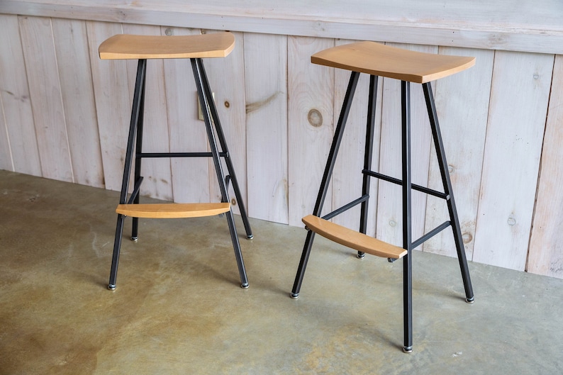 Modern, industrial bar stool or kitchen stool. Both durable & comfortable. We hand-make these stools in our small shop in Vermont. Barstool. image 1