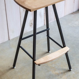 Modern, industrial bar stool or kitchen stool. Both durable & comfortable. We hand-make these stools in our small shop in Vermont. Barstool. image 2