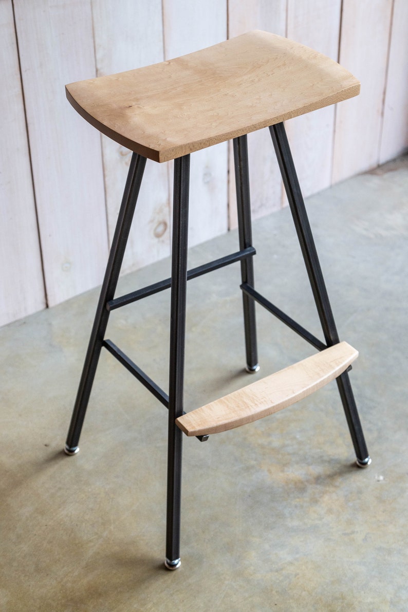 Modern, industrial bar stool or kitchen stool. Both durable & comfortable. We hand-make these stools in our small shop in Vermont. Barstool. image 2