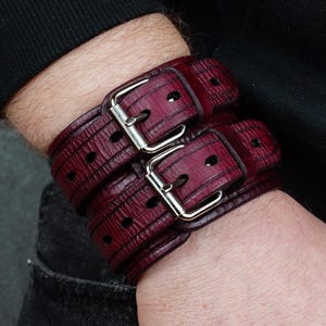 Bordo Leder Manschette Armband, Italienisches Leder, Geburtstag Geschenk