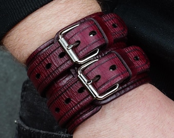 Bordo Leather Cuff Bracelet, Italian Leather, Anniversary Gift