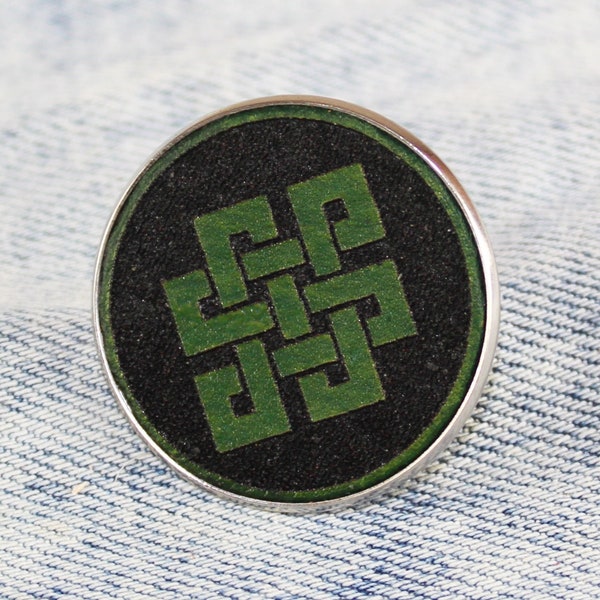 Endless knot, Eternal knot, Wheel of Dharma, leather accessories, Leather pin, great gift!