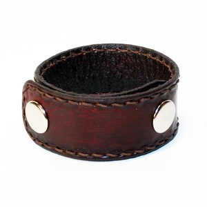 Handmade Leather Cuff Bracelet: Unisex Snap Bracelet