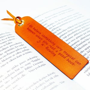 Personalized Leather Bookmark: Custom Quote, Gifts for Book Lovers