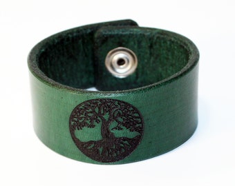 Tree Of Life - Leather bracelet, leather cuff,  Celtic symbol, Viking symbol, men cuff, women bracelet, great gift!