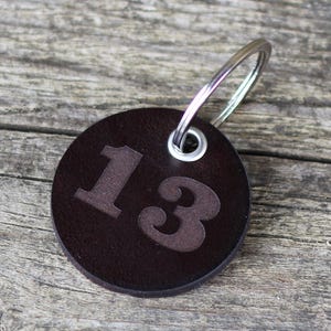 Custom number tags, leather number key chain, hotel room number keyring - Ideal for Hotels, B&Bs, and Guest Houses, Room Number Keyfobs.
