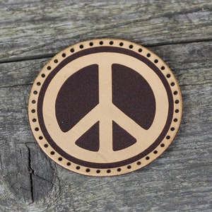 Peace Sign Italian Leather Patch: Hippie Sew-On Applique